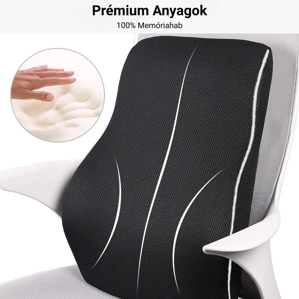 Ortopéd memóriahabos deréktámasz párna irodai székhez vagy autóüléshez 2 darabos csomag Better Posture Pro #11 3
